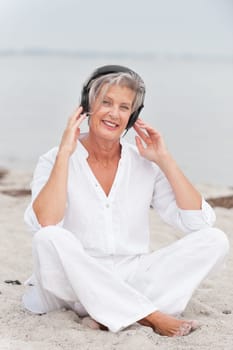 Active senior woman on the beach
