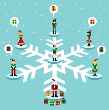 Social media network connection concept at Christmas time. Vector available