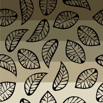 Leaves on degrade in stripes background vector