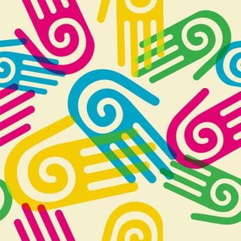 Pattern hands with a spiral symbol on the palm. Vector available