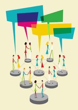 Social community people interaction with speech balloon concept