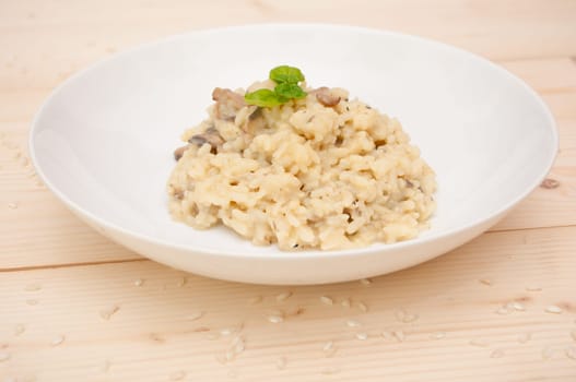 Typical Italian Risotto With Mushrooms - Risotto Con Funghi