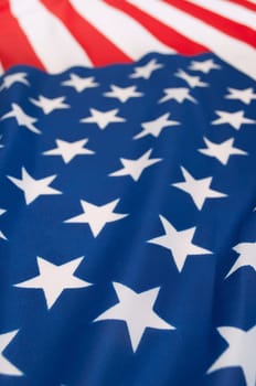 Detail of Silky National Flag of United States of America - USA Flag Drapery - Shallow Depth of Field