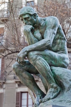 The Thinker, (copy)famous statue by Auguste Rodin In Barcelona Spain.