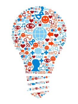 Social media icons set in lamp shape illustration