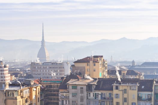 City of Turin (Torino) skyline panorama birdeye seen from above
