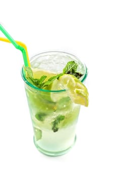 classic mojito alcohol fresh cocktail isolated on a white