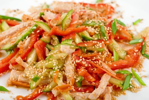 Chinese salad with spicy meat and vegetable