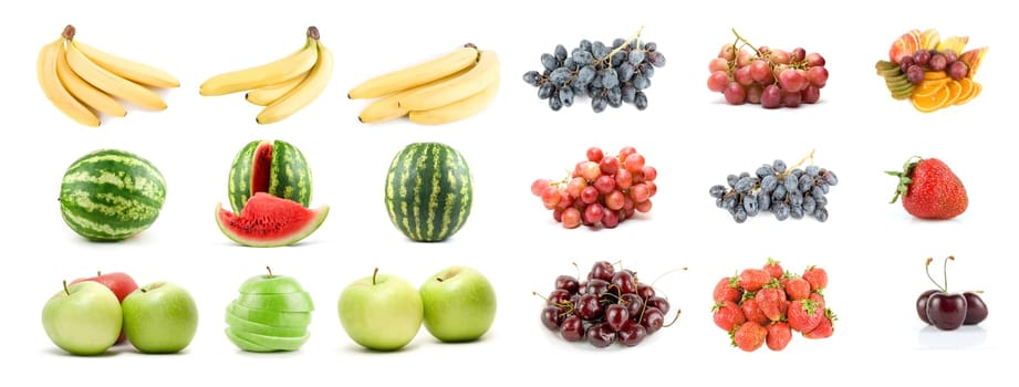 Set of fruits and vegetables isolated on white background