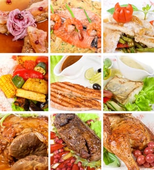Food set of different tasty dishes
