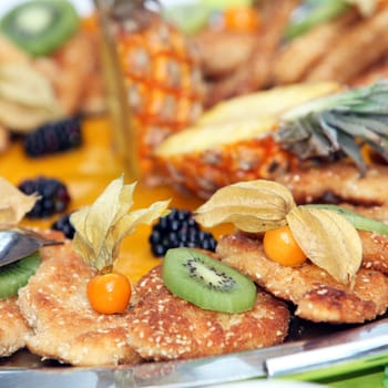 small cutlets with kiwi - close-up
