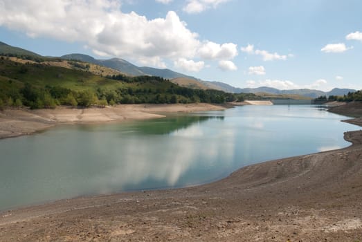 view of the lake giacopiane in liguria