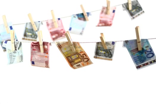 Money laundering on clothesline