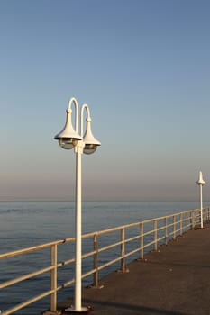 Lantern in the harbour of Heligoland in the evening light