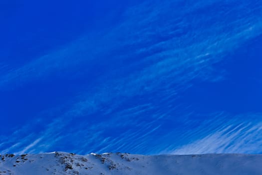 beautiful blue sky with clouds in the winter
