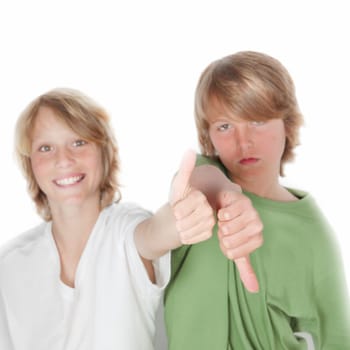 opposites, happy and sad, thumb up and thumb down