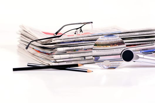 a stack of newspapers