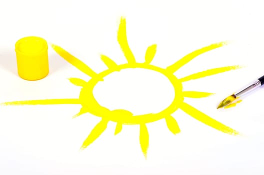 Sun hand painted with a brush
