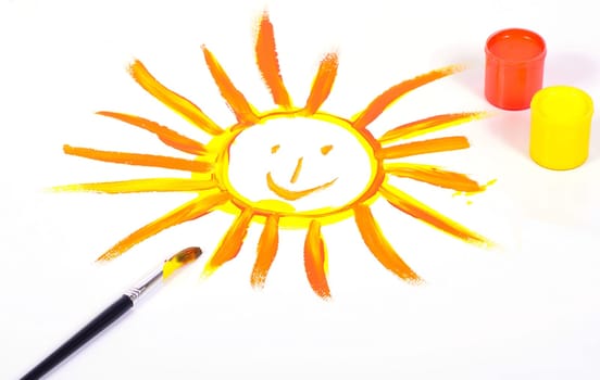 Sun hand painted with a brush