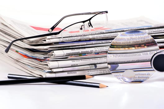 a stack of newspapers