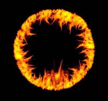 Ring of wavig fire on black background
