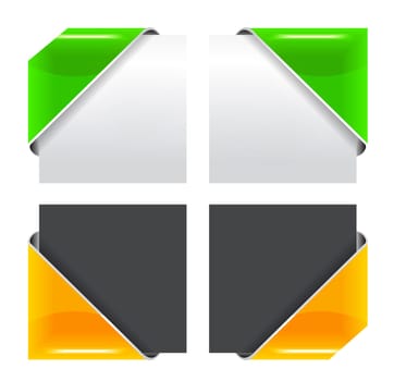 The vector colored corner ribbon set on white background.