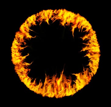 Ring of wavig fire on black background