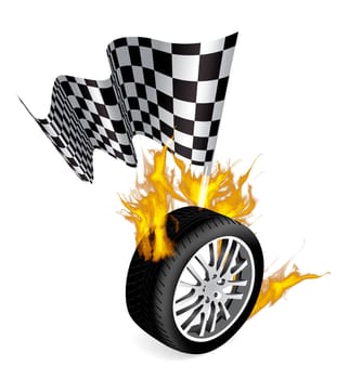 Sports Race Emblems - Tire with checkered flag