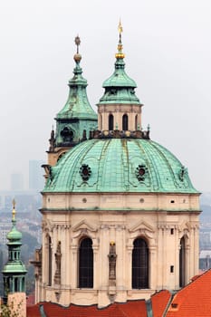 Saint Nicholas church in Prague in winter