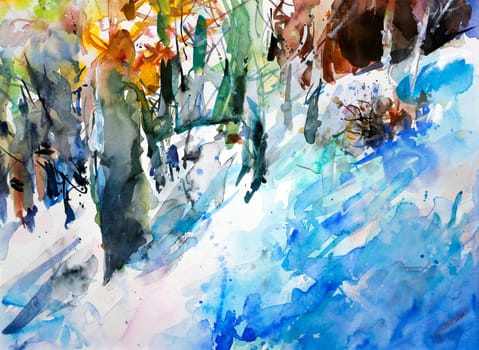 Winter Forest Watercolor