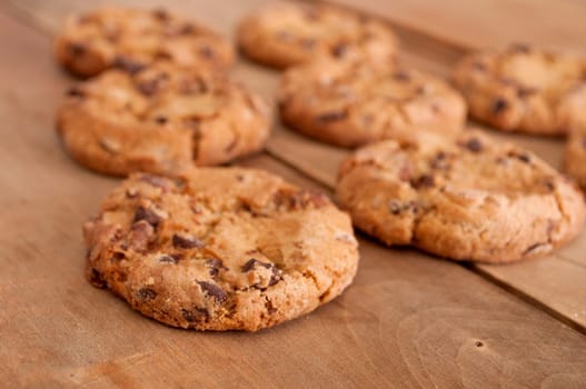 Chocolate Cookies on Wooden Table - Shallow Depth of Field