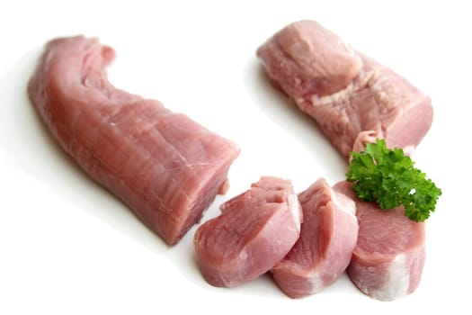 Raw pork tenderloin with parsley