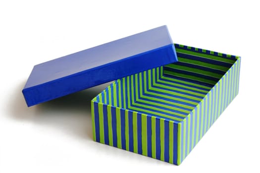 Open gift box in blue-green