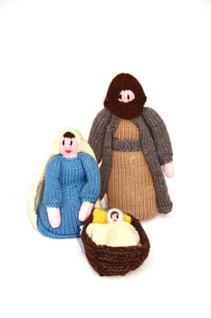 christmas holiday crib scene, joseph, mary and baby jesus
