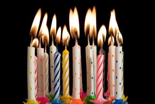 lit birthday celebration candles