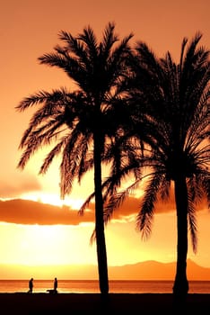 sunrise or sunset on the mediterranean sea in mallorca