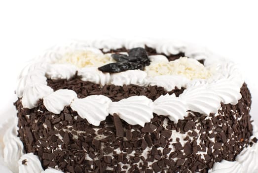 chocolate cake with raisins closeup