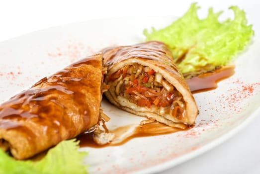 vegetables roasted at omelette closeup