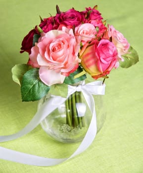 wedding bunch of flowers on a green table