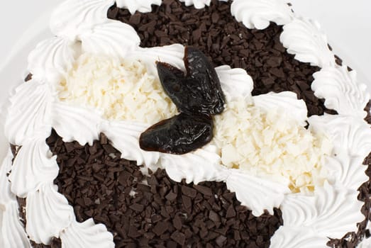 chocolate cake with raisins closeup