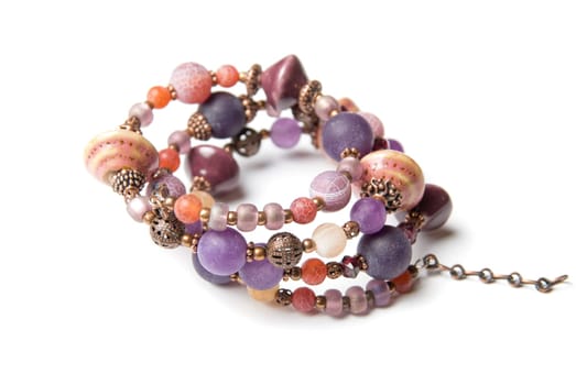 bracelet with color gems isolated on a white background
