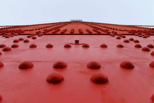 Macro of a part of the Golden Gate Bridge in San Francisco