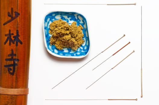 Acupuncture needles and moxa wool