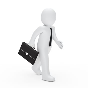 3d man with tie and briefcase run
