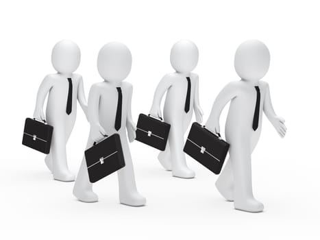 3d business man with briefcase tie go