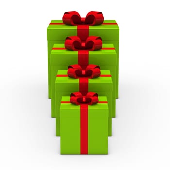 3d green gift box small to big