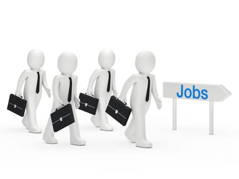 3d business man run for a job