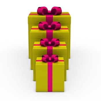 3d gold gift box small to big