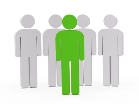 3d man leadership green stand in series