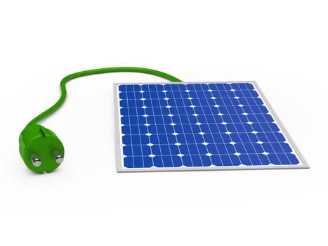 3d solar power panel with green plug